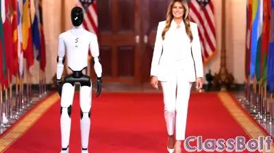 Melania Trump shares the spotlight with a robot at an education and technology event